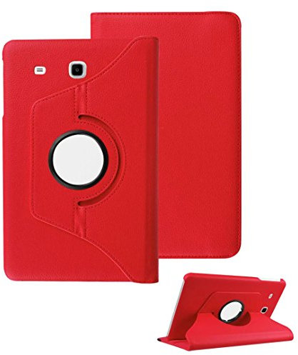 SOTEFE® Samsung Galaxy Tab A6 7.0 SM-T280 Funda - 360° Rotación Cuero PU Funda Soporte Protección Cáscara para Tablet Samsung Galaxy Tab A 7.0 SM-T280/T285 + Protección de Pantalla-Rojo