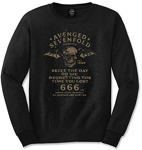 Avenged Seven Fold Men's Avenged Sevenfold Seize the Day T-Shirt, Black (Black Black), X-Large