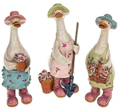 Davids Gartenenten mit Blumenmuster, komplettes Set mit 3 Stück, Entengärtner, Ornament, Geschenk