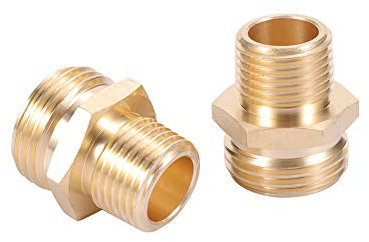 Brass Pipe to Garden Hose Fitting Connect,3/4GHT Male x 1/2 NPT Male Connector,GHT to NPT Adapter Brass Fitting,Garden Hose Adapter(2 Pack) (1/2NPT to male))