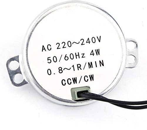 Motor Síncrono Eléctrico, Motor Giratorio Redondo, 20-240V AC eléctrico síncrono Motorreductor Motor 4W CW/CCW 50/60Hz para soplador de aire caliente o bandeja de horno de microondas(0.8-1RPM)