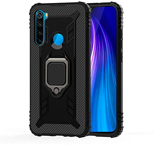 TANYO Hülle Kompatibel mit Huawei Honor 9X, TPU Silikon Stoßfest Armor Schutz Handy Cover, Tough Rugged Fall mit 360° Magnet Ring Kickstand, Schwarz