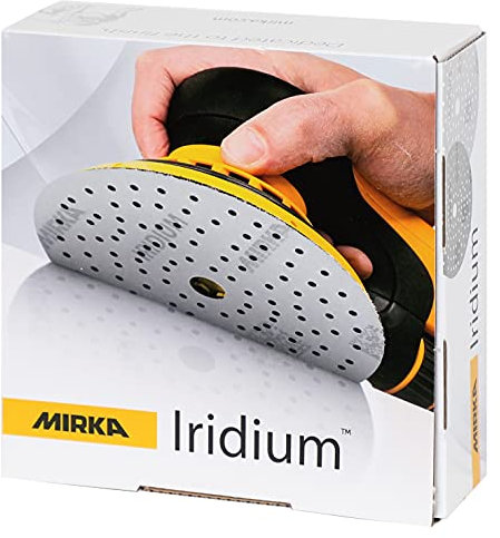 Mirka Iridium Premium-Schleifpapier Ø 150mm Klett 121-Loch, Korn 60, 50 Stk/Zum Schleifen von Lack, Spachtel, Grundierung, Holz, Stahl, Mineralwerkstoffe, Kunststoff