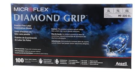 Diamond Grip Exam Glove Extra Large, XL, NonSterile Latex Standard Cuff Length Textured Fingertips White Not Chemo Approved, MF-300-XL - CASE of 1000
