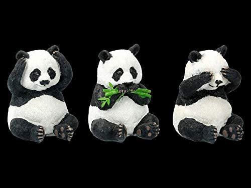 DREI weise Panda-Figuren - Nichts böses, hören, Sagen, sehen | witzige Tier-Figur, Deko-Figur, Skulptur, Statue, H 8-8,5 cm