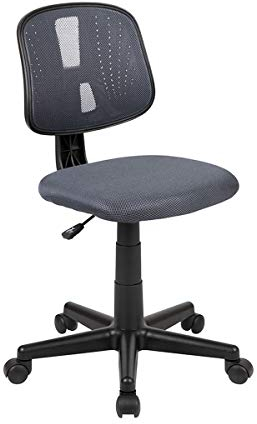 Flash Furniture Flash Fundamentals Bürostuhl mit mittlerer Rückenlehne, Netzstoff, drehbar, Grau