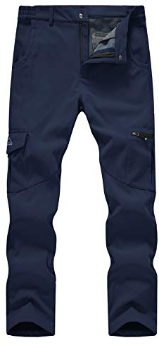 YSENTO Herren Outdoorhose Wanderhose Wasserdicht Softshellhose Winter Warm Gefüttert Trekkinghose Skihose Snowboardhose(Marine,36)