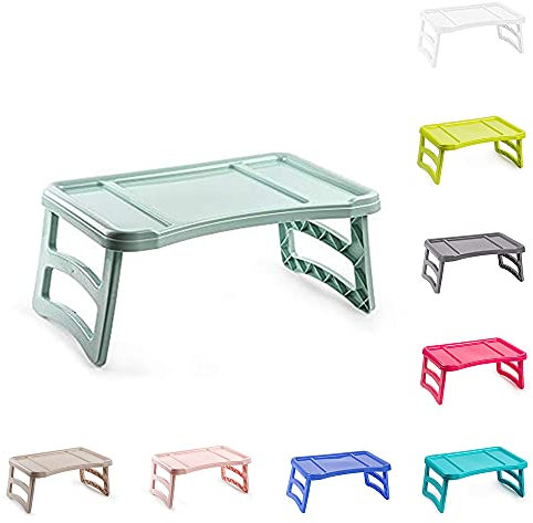 plastific Tray with Legs Folding Table for Breakfast or Lunch in Bed Holder for Phone, Tab, Eating, Writing, Reading, Working on Bed | 51 x 33 cm, One Size (Mint Green)