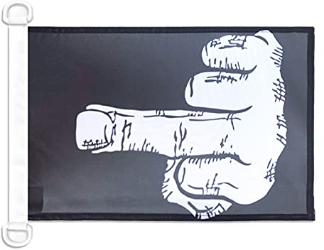 AZ FLAG - Drapeau Doigt d'honneur - 45x30 cm - Pavillon Nautique Bras D'Honneur - Fuck Spécial Bateau Et Extérieur En Maille Bloquée Avec Anneaux Plastiques Intégrés - 30g