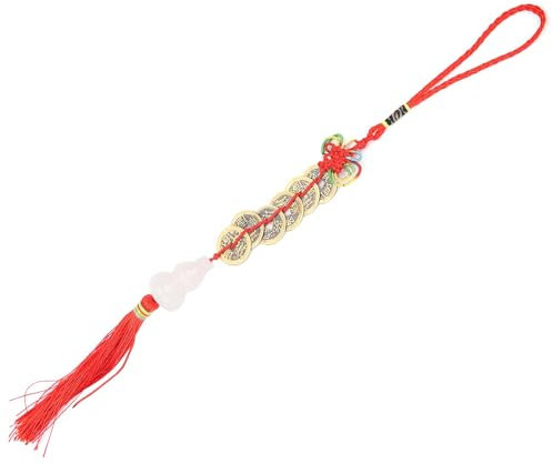 Agatige Feng Shui pièces, Gourde de Jade Blanche en Bronze pièces Chinoises de la Chance pièces de Feng Shui Nœud Chinois et Monnaie Porte-Bonheur en Forme Monnaie pour Richesse et de réussite