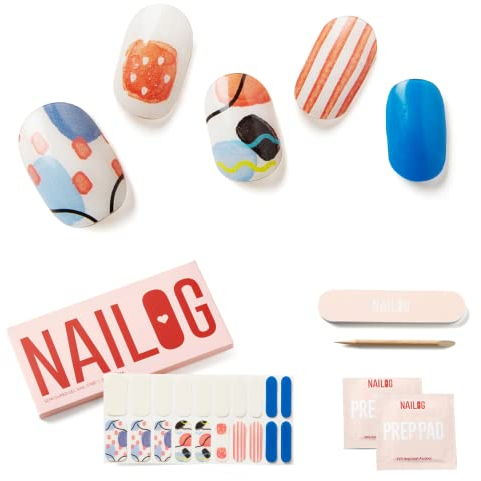 NAILOG Nagelfolie UV Härtend 20 Stück, UV Nagelfolie Langanhaltend Nagelsticker Selbstklebend Gel-Nagelstreifen für Maniküre in Salonqualität, Spring Whimsy