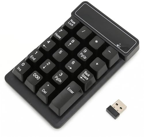 Zunate Wireless Number Pad, Portable 19 Keys 2.4GHz Wireless Number Keyboard, Ergonomic Design Waterproof Calculator Numeric Keypad, USB Plug and Play