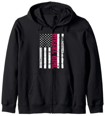 Diesel Truck Ragazza Bandiera Americana Donna USA Brothers Turbo Felpa con Cappuccio