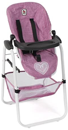 Bayer Chic 2000® Puppenhochstuhl – Jeans Pink – Verstellbar & klappbar – Rückentrage & Gepäcknetz – Puppen bis 50 cm – Puppenzubehör 3-8 J.