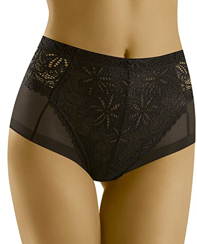 Wolbar Dame Slip Spitze Netz Hoher Bund Klassisch Geblümt Unterwäsche WB437