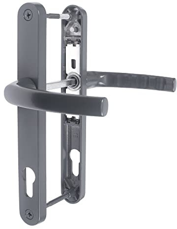 JCP UPVC Door Handle Pair, 211mm Screw Centres, 92 PZ 92mm Sprung Set, Backplate 240mm X 30mm - Anthracite Grey 7016