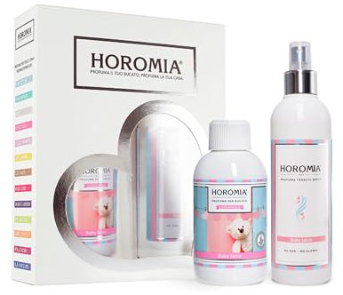 HOROMIA Horotwins Wäscheparfum 250 ml und Deo-Spray 250 ml – Geschenkbox Baby Puder