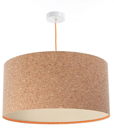 Licht-Erlebnisse Hängelampe groß rund Ø 60 cm Kork Lampenschirm Zylinder Schlafzimmer Wohnzimmer Pendelleuchte
