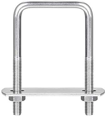 sourcing map Square U-Bolts, 8 Sets 42mm(1.65) Inner Width 80mm Length M6 304 Stainless Steel U Clamp Bolt with Nuts and Plates, for Boat Trailer