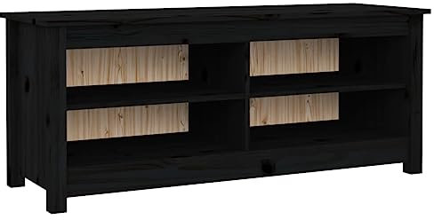 vidaXL Shoe Bench Black | Solid Pine Wood | Stylish Design | Stable Cabinet Top | Ample Storage Space
