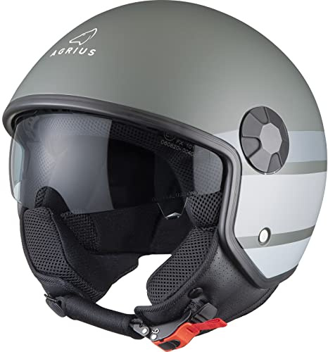 Agrius Score Stria Open Face Motorcycle Helmet L Matt Grey