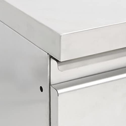JUNZAI Gastro-Küchenschrank mit 3 Schubladen, Edelstahl Arbeitsschrank, Arbeitstisch, Edelstahl Schrank, Pizzatisch, Grillschrank Outdoor, Edelstahl
