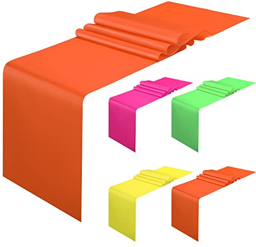 Newwiee 4 Stück Neon Glow Party Tischläufer Neon Party Zubehör für Neon Party Zubehör Fluoreszierendes Neon Geburtstag Hochzeit Party Gastgeschenke Küche Tisch Dekorationen, 70,87 x 11,81 Zoll