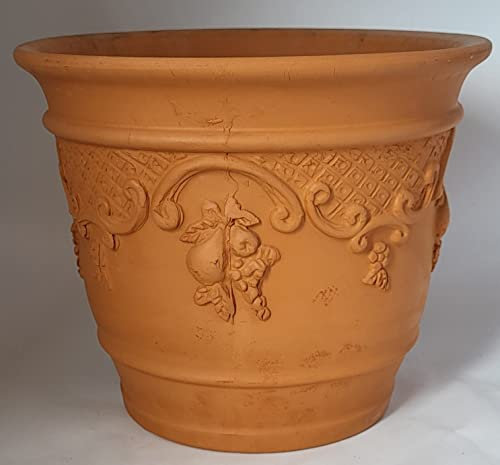 Generico CACHEPOT EN TERRACUTTE FAIT À LA MAIN (Lot de 3 pièces) diamètre 12 cm, hauteur 11 cm, fleur en cocotte fabriquée en Italie