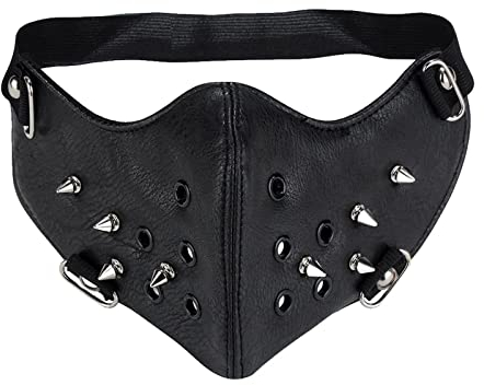 WORNEW Punk-Ledermasken Schwarze Steampunk Maske Unisex Rock Rider Gothic PU Leder Nieten Halbmaske Maskerade Halbmaske Steampunk Masken