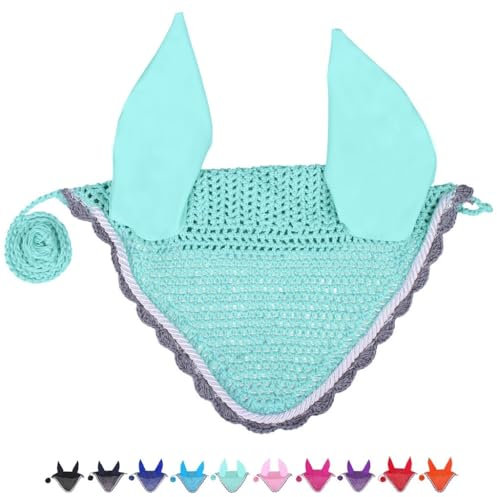 netproshop Knallige Fliegenohren, Fliegenhaube für Schutz vor Fliegen Shetty bis XL Full, Groesse:Pony, Farbe:Tuerkis