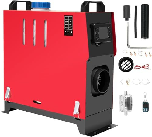 Jacgood 12V 5KW/8KW Diesel Air Heater,5000W-8000W Parking Heater Kit With Remote Muffler And LCD Display For RV Fast Heating,RV Trucks, Car Trailers, Boats, Buses (Red)