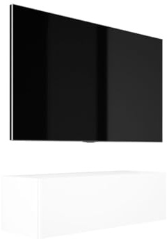 3E 3xE living.com Hängendes TV- Schrank - Modernes Design A: B: 100 cm, H: 34 cm, T: 32 cm, Weiss Matt