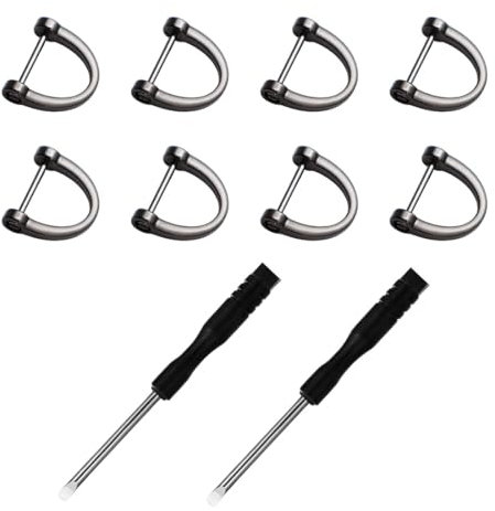 BZKSER 10 Stücke Metall D Ringe mit Schraube Schlüsselbund D-Ring aus Metall für DIY Leder Handwerk Geldbörse Zubehör Rucksack Gürtelschnallen Taschen Gürtel Handtaschen Bastelzubehör