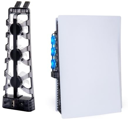 Vomeko Ventola di raffreddamento silenziosa migliorata per PS5 con velocità regolabile, ventole di raffreddamento USB per console di gioco, con porta USB 3.0 sia per dischi che per edizioni digitali