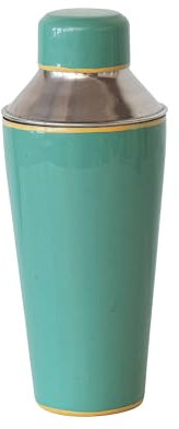 Creative Co-Op Round Enameled Stainless Steel Cocktail Shaker with Colored Edge, Green and Yellow, Medium, Multi