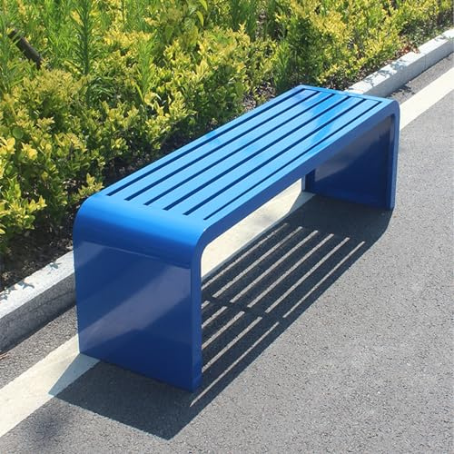 GAMAK Gartenbank Metall Wetterfest, Gartenbank 3sitzer, Parkbank Eisen Bank Blumenbank Gartenbank Metall Gartenmöbel für Garten Park Balkon (Color : Blue, Size : 100cm)