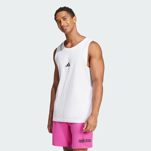 adidas Herren Essentials Small Logo Single Jersey Tank Top Shirt, White/Black, L