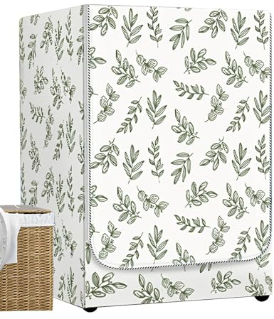 Odot Washer Dustproof Cover Front Load, Washing Machine Dryer Protector Sunscreen Waterproof Tumble Dryer Case Protective Cover for Most Front Loadi (green leaves,S-capacity 4-7.5kg)