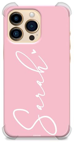 CaseStone Personalised Phone Cases fit Apple iPhone 15 Plus – Custom Design Made in UK Clear Shockproof Named Pastel Case Cover – Great Gifts for Significant dates & Pastel Name&Heart 2