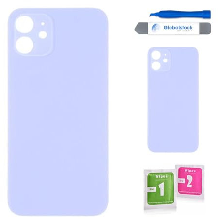 Globalstock Vitre arrière de Cache Batterie pour iphone 12 Mini Remplacement - Coque Cache Batterie Compatible Violet + adhésif et Kit Outils
