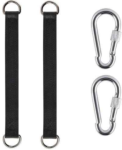 Votvlog 2 Pièces Sangle Balancoire Arbre, Crochets de Fixation pour Hamac, Balançoire, Sangles Lourde Suspension, Kit avec 2 Mousquetons D-Ring, pour Balancoire de Jardin Hamac ou Siège Suspendu