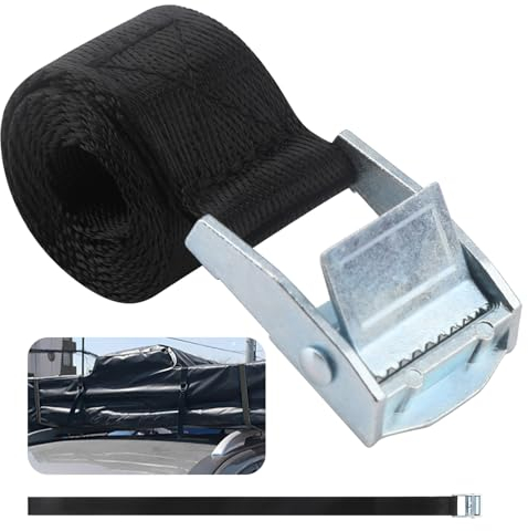 1 PCS 0.6 M x 25mm, Noir Sangle d'Arrimage Ultra-Resistant, Sangle à Griffe, Kit de Fixation avec Boucle de Serrage, Idéal pour Moto, Voiture, Porte Vélo
