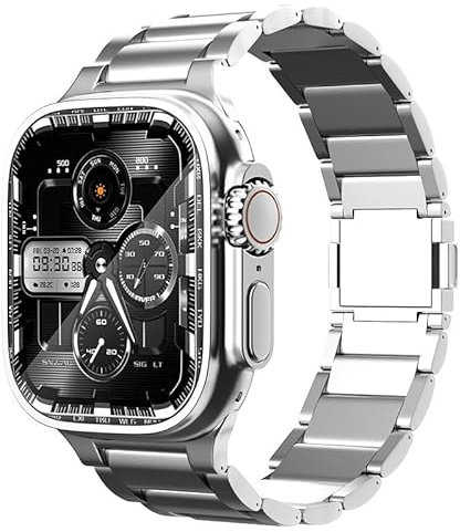 synsing Correa Magnética de titanio Ultra 2 compatible con Apple Watch Ultra 49mm 45mm 44mm 42mm 41mm 40mm 38mm, Correa de Metal Titanium iWatch - Color de Titanio a Juego,Plata49