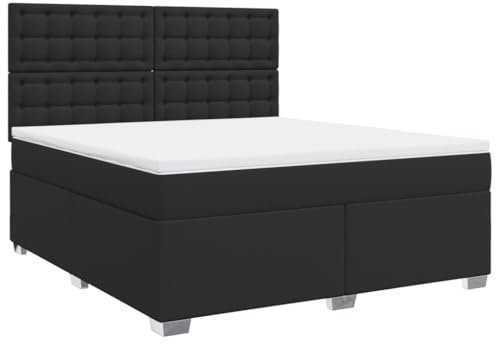 vidaXL Boxspringbett mit Matratze Schwarz 180x200 cm Kunstleder