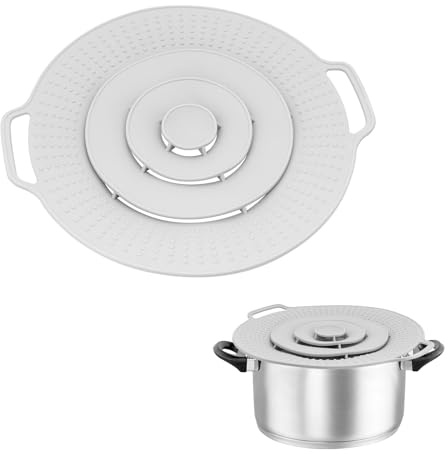 Tapa de olla, 2 unidades, protección contra salpicaduras y protección contra salpicaduras de silicona, para ollas y sartenes de entre 15 y 25 cm de diámetro, tapa de olla para protección contra