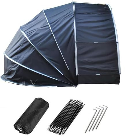 Bike Storage Cover Tent Scooter Shelter， 2 in 1 Outside for 2/3/4/5 Bikes or 1 Motorcycle Portable Storage Shed(Black)