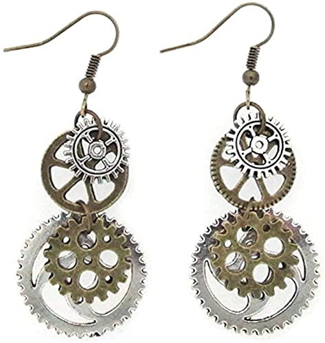 PULABO Vintage Steampunk Ohrringe Antik Zahnrad Anhänger Ohrringe Gothic Ohrstecker bequem