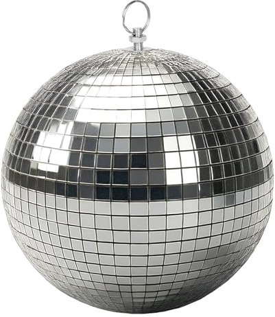 Discokugel mit Haken zum Aufhängen - Größe wählbar - Spiegelkugel mit Echtglas Facetten in Silber - Party Lichteffekt Hängekugel Mirrorball Disco Kugel (15 cm)