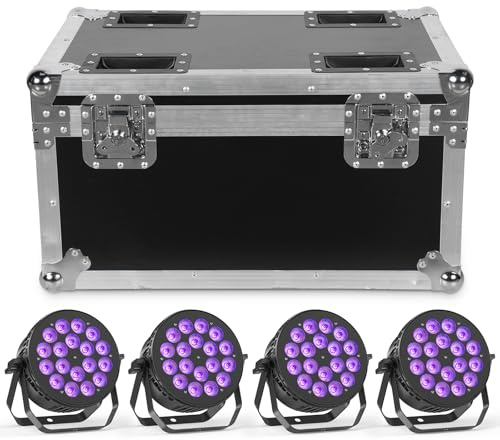 Oloaxolx 4 X 180 W RGBW LED Par, LED Bühnenbühne mit Flightcase, DMX512 | 4/8CH-Sound aktiviert, Auto, Master-Slave-Modus für die Hochzeitsbühnenbalken Party Light Up House