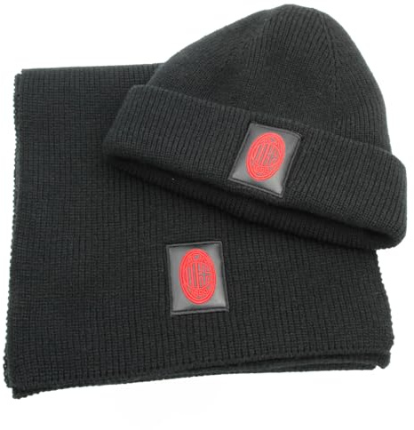AC Milan 143555 Nero Geschenkset Schal und Mütze, Schwarz, Einheitsgröße